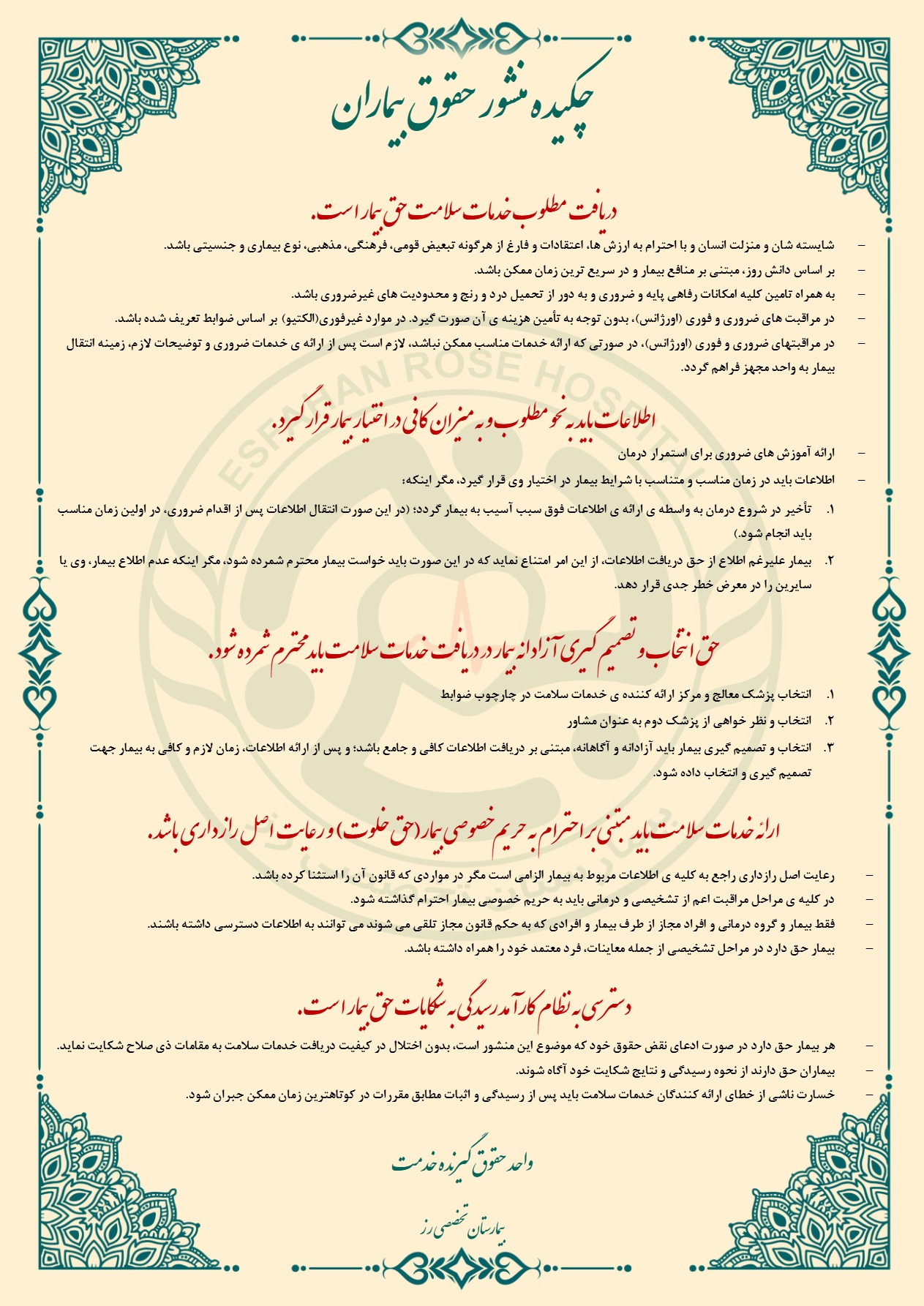 چکیده منشورحقوق بیمار